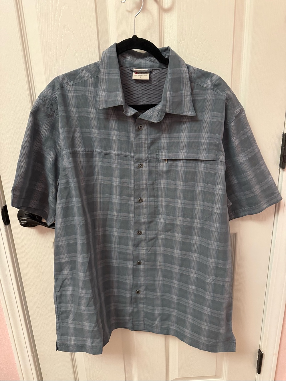 Alpine Design Men's Blue Gray Short-Sleeve Plaid Button-Up Shirt